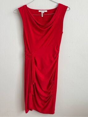 Max and Cleo Bright Red Draped Midi Dress